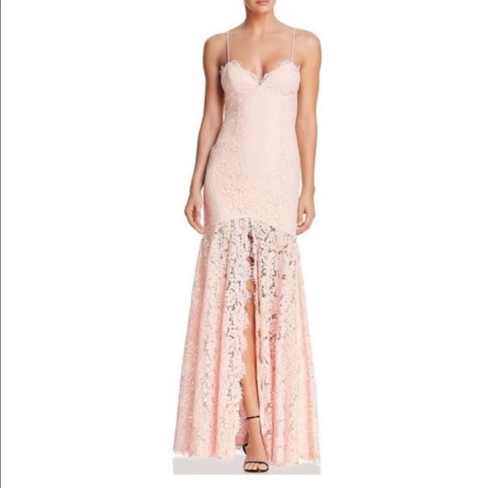 Fame and Partners Pink Lace Mermaid Strap Dress